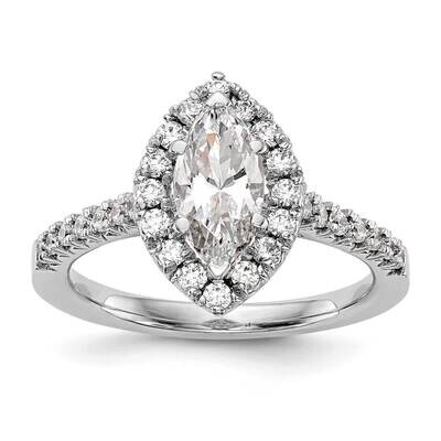 Halo Holds 1 Carat 9.5X5.5mm Marquise Center 1/2 Carat Diamond Semi-Mount Engagement Ring 14k White…