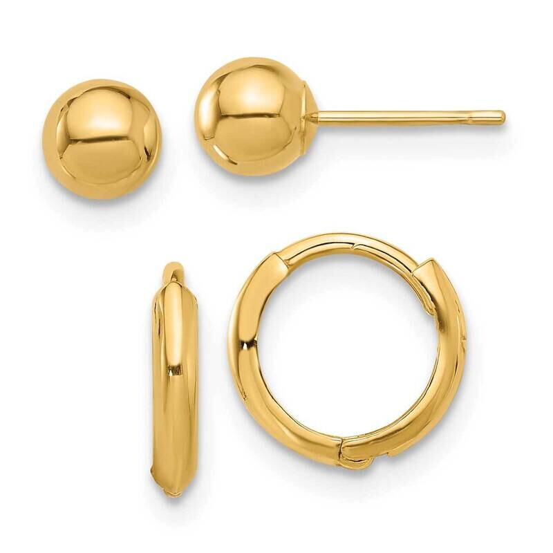 5mm Ball Hinged Hoop Earring Set 14k Polished Gold YE2166SET, MPN: YE2166SET, 716838383276