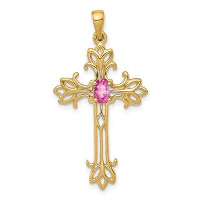 5X3mm Oval Pink Sapphire Cross Pendant 14k Gold XP1775SP, MPN: XP1775SP, 883957241661
