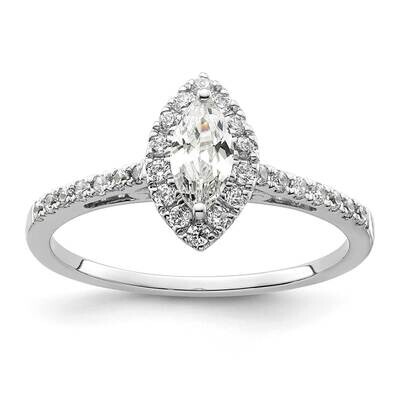 Halo Holds 1/2 Carat 8X4mm Marquise Center 1/4 Carat Diamond Semi-Mount Engagement Ring 14k White G…