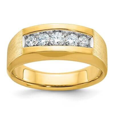 Ibgoodman Men&#39;s Polished Satin 5-Stone 1/2 Carat Aa Quality Diamond Ring 14k Gold B63123-4YAA by IB…