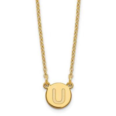 Gold-Plated Tiny Circle Block Letter U Initial Necklace Sterling Silver XNA722GP/U, MPN: XNA722GP/U,