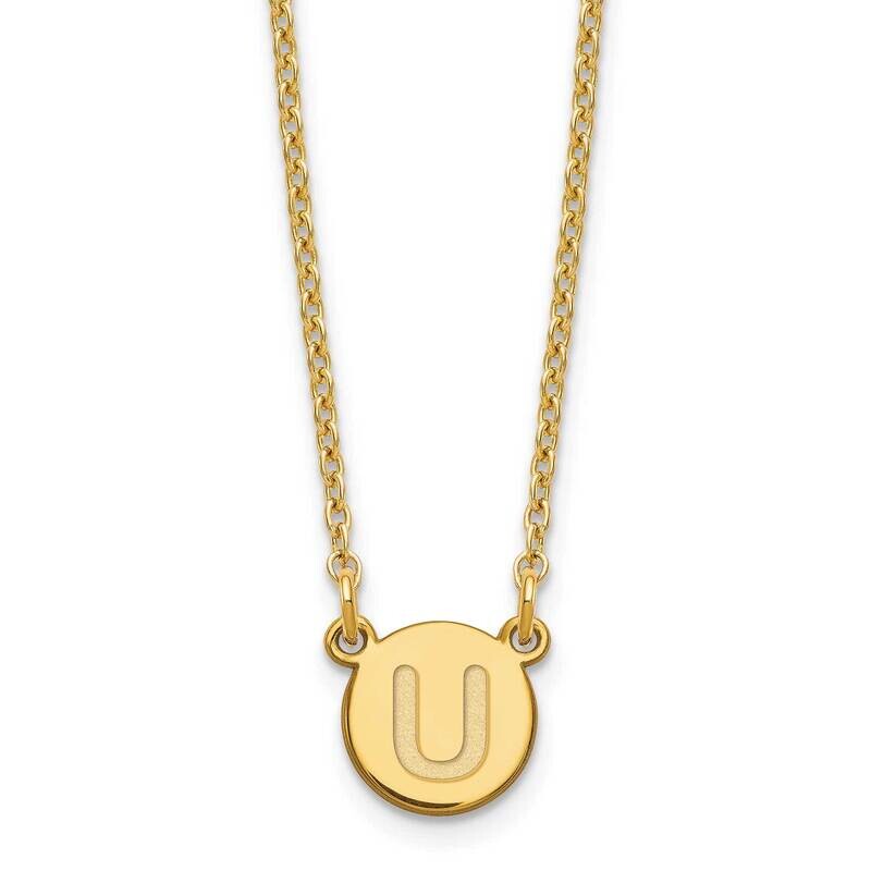 Gold-Plated Tiny Circle Block Letter U Initial Necklace Sterling Silver XNA722GP/U