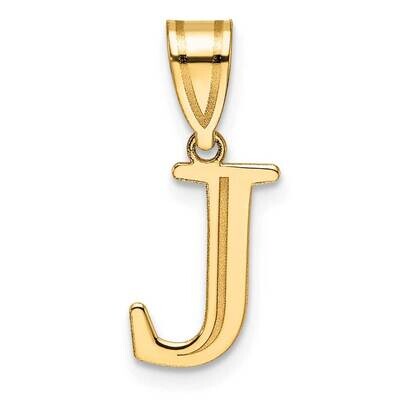 Etched Letter J Initial Pendant 14k Polished Gold YC1539J, MPN: YC1539J,