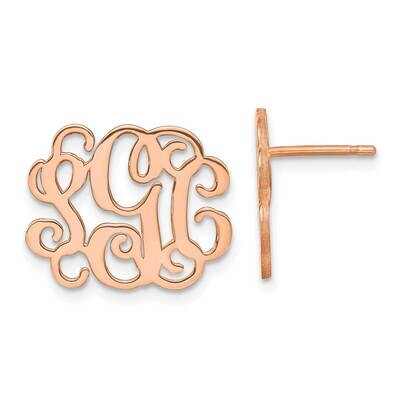 Rose-Plated Polished Monogram Post Earrings Sterling Silver XNE25RP, MPN: XNE25RP,
