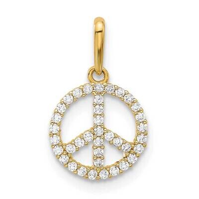CZ Peace Sign Pendant 14k Polished Gold YC1596, MPN: YC1596, 196904100073