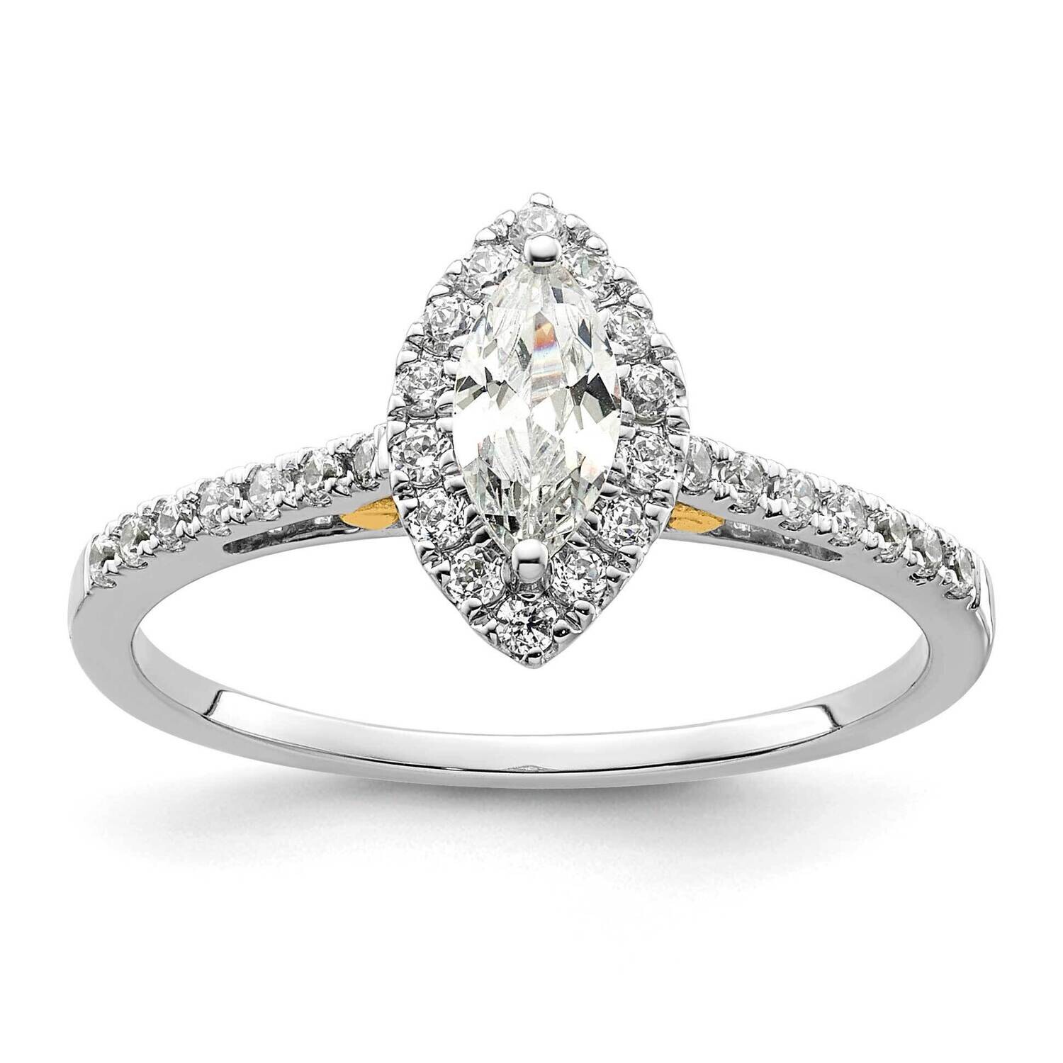 Halo Holds 1/2 Carat 8X4mm Marquise Center 1/4 Carat Diamond Semi-Mount Engagement Ring 14k Two-Ton…