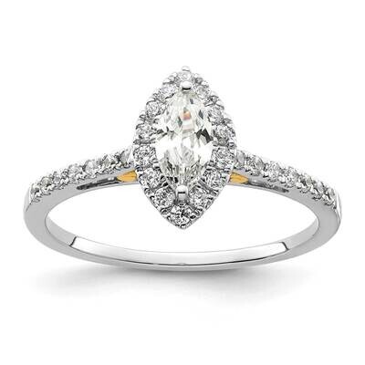 Halo Holds 1/2 Carat 8X4mm Marquise Center 1/4 Carat Diamond Semi-Mount Engagement Ring 14k Two-Ton…