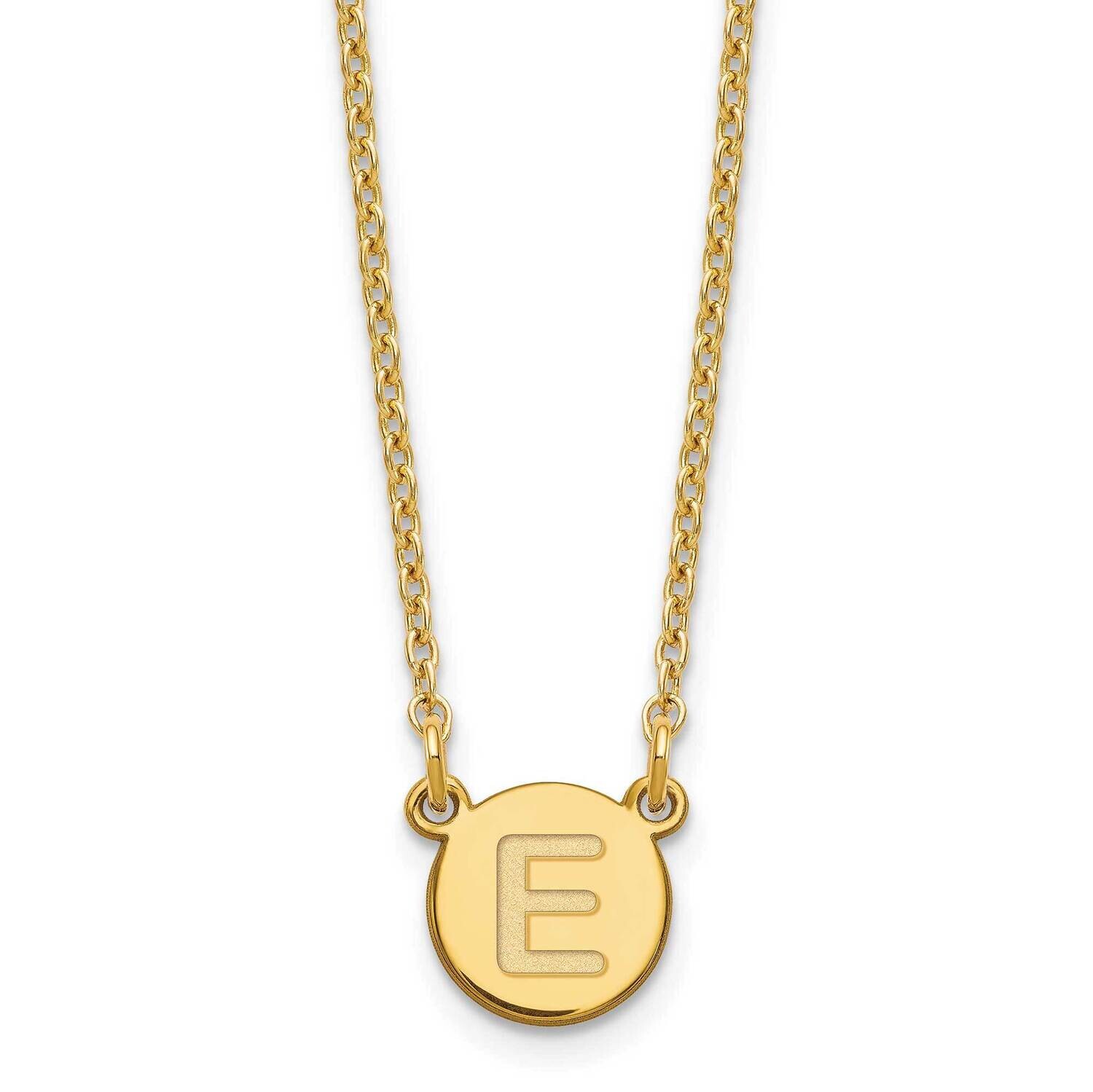 Gold-Plated Tiny Circle Block Letter E Initial Necklace Sterling Silver XNA722GP/E