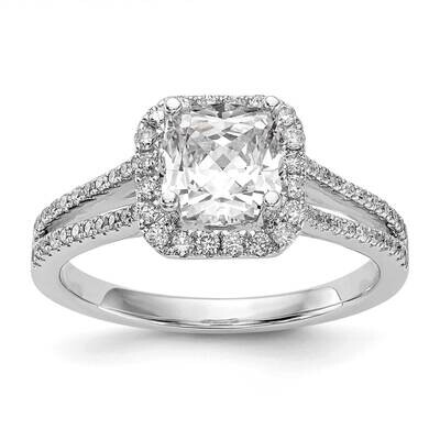 Halo Plus Holds 1.25 Carat 6.00mm Cushion Center 1/3 Carat Diamond Semi-Mount Engagement Ring 14k W…