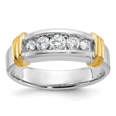 Ibgoodman Men&#39;s Polished 5-Stone 1/2 Carat Aa Quality Diamond Ring 14k Two-Tone Gold B58264-4WYAA b…