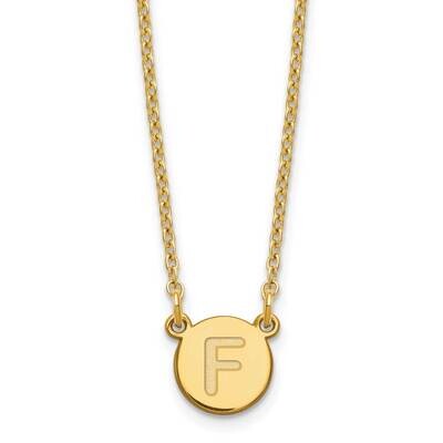 Gold-Plated Tiny Circle Block Letter F Initial Necklace Sterling Silver XNA722GP/F, MPN: XNA722GP/F,