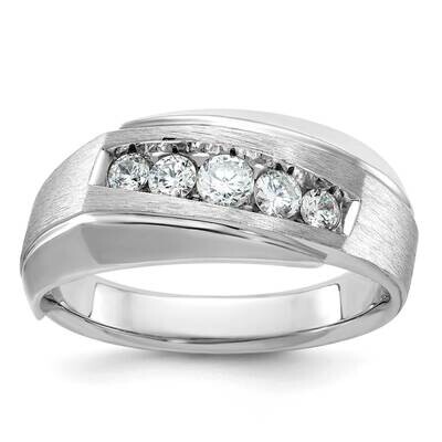 Ibgoodman Men&#39;s Polished Satin 5-Stone 1/2 Carat Aa Quality Diamond Ring 14k White Gold B63274-4WAA…