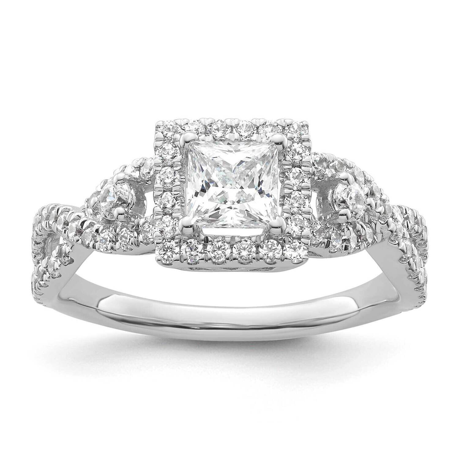 Halo Plus Holds 1/2 Carat 4.5mm Princess Center 5/8 Carat Diamond Semi-Mount Engagement Ring 14k Wh…