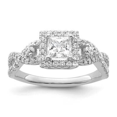 Halo Plus Holds 1/2 Carat 4.5mm Princess Center 5/8 Carat Diamond Semi-Mount Engagement Ring 14k Wh…