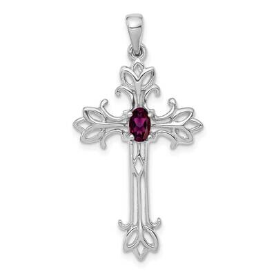 5X3mm Oval Rhodolite Garnet Cross Pendant 14k White Gold XP1775WRG, MPN: XP1775WRG, 883957172552