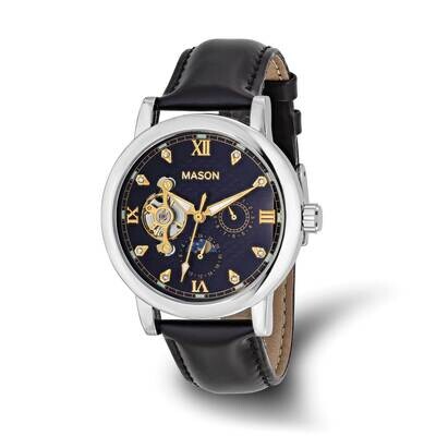 Mason Sales Crystal Skeleton Movement Black Leather BWa Stainless Steel XWA6523, MPN: XWA6523,
