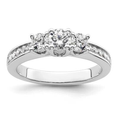 3-Stone Plus Holds 1/3 Carat 4.5mm Round Center 2-3.8mm Round Sides Diamond Semi-Mount Engagement R…