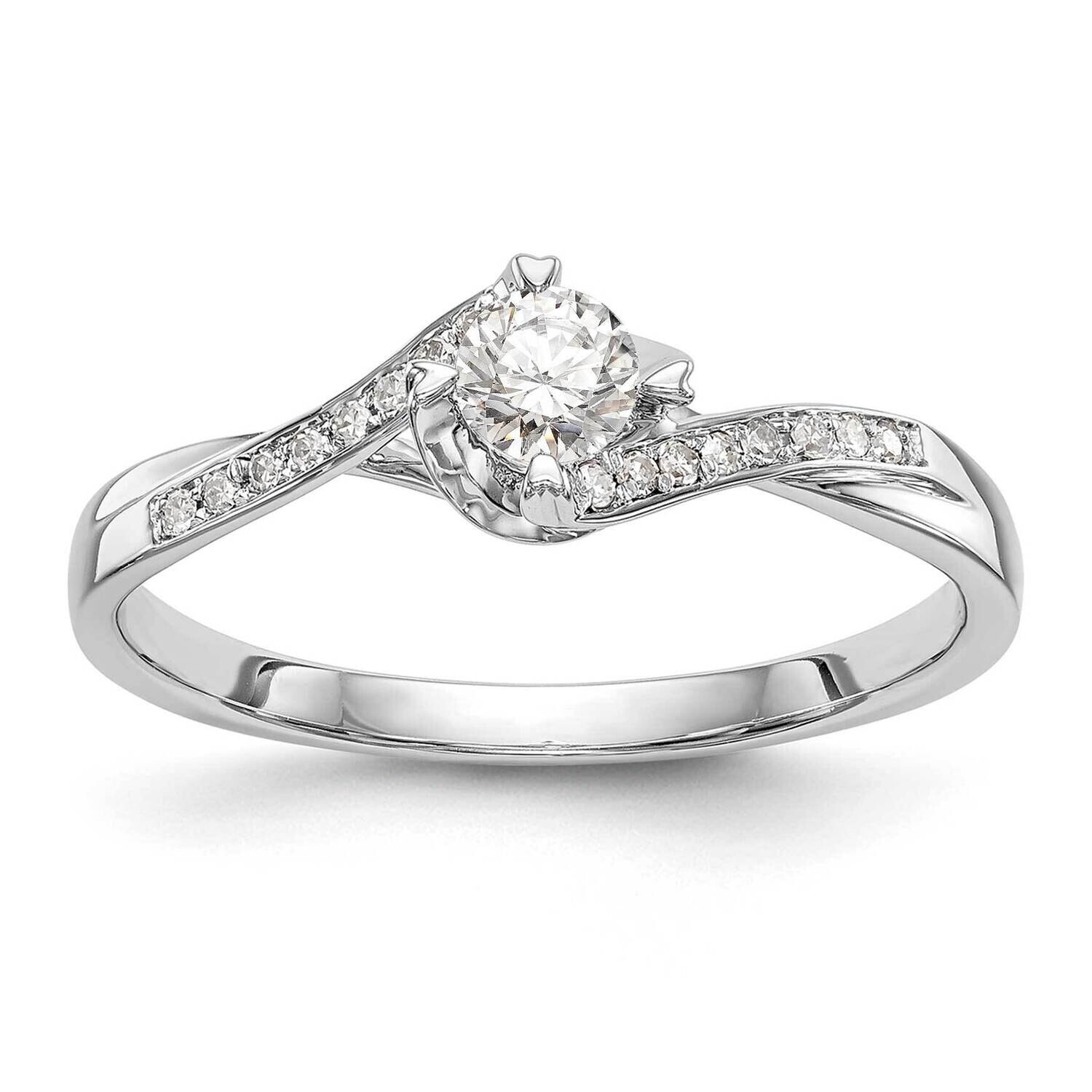 Holds 1/4 Carat 4.1mm Round Center 1/20 Carat Diamond Semi-Mount Promise/Engagement Ring 10k White Gold RM3140E-025-0WAA