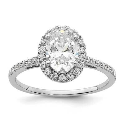 Halo Holds 1.5 Carat 8X6mm Oval Center 1/3 Carat Diamond Semi-Mount Engagement Ring 14k White Gold …