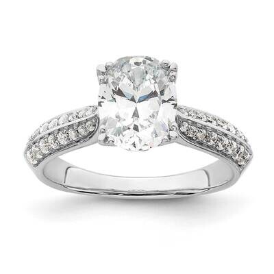 Holds 1.5 Carat 9.2X6.9mm Oval Center 1/4 Carat Diamond Semi-Mount Engagement Ring 14k White Gold R…