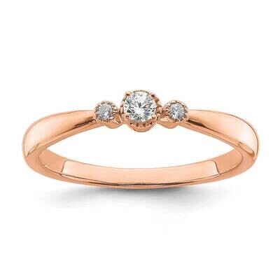 Beaded Edge Petite 3-Stone 1/15 Carat Round Diamond Complete Promise/Engagement Ring 14k Rose Gold …