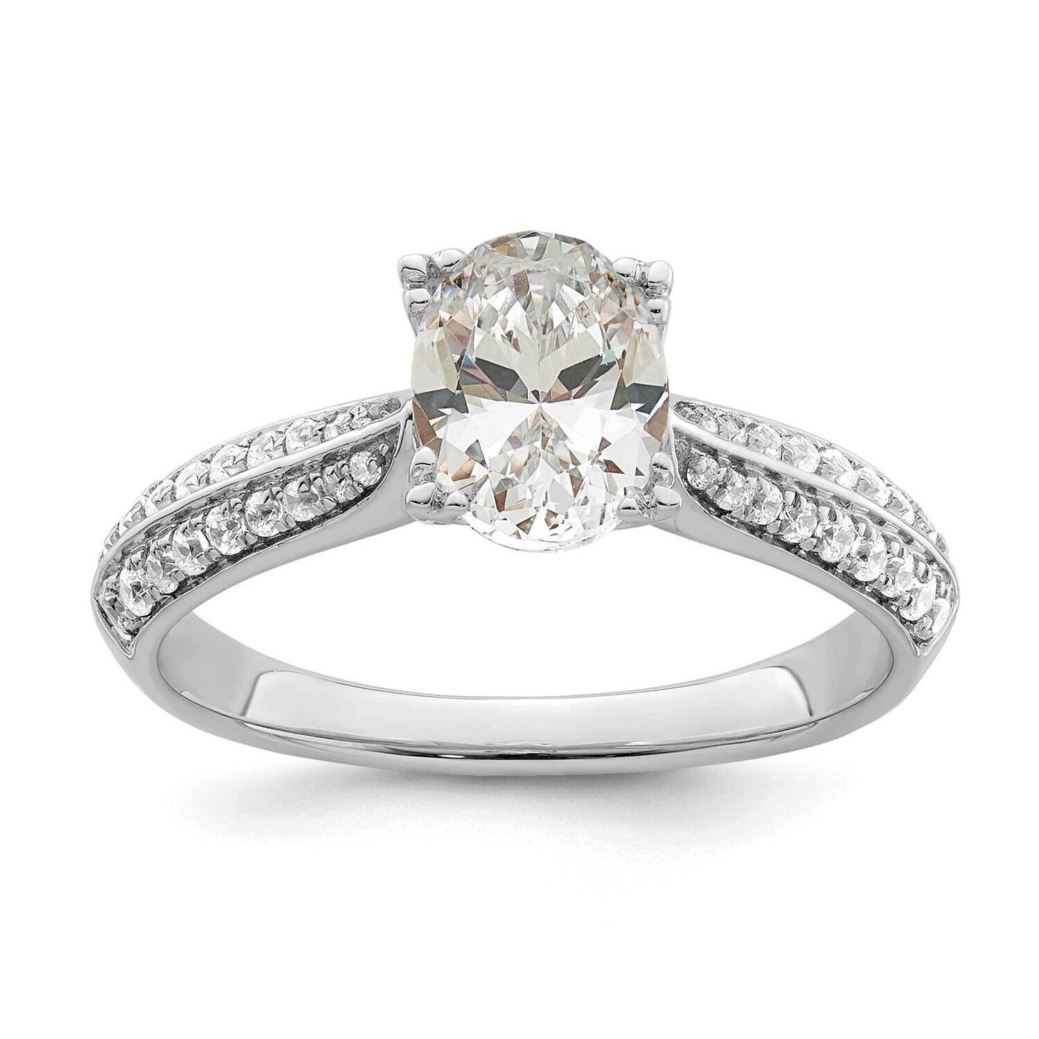 Holds 1 Carat 8.00X6.1mm Oval Center 1/4 Carat Diamond Semi-Mount Engagement Ring 14k White Gold RM…