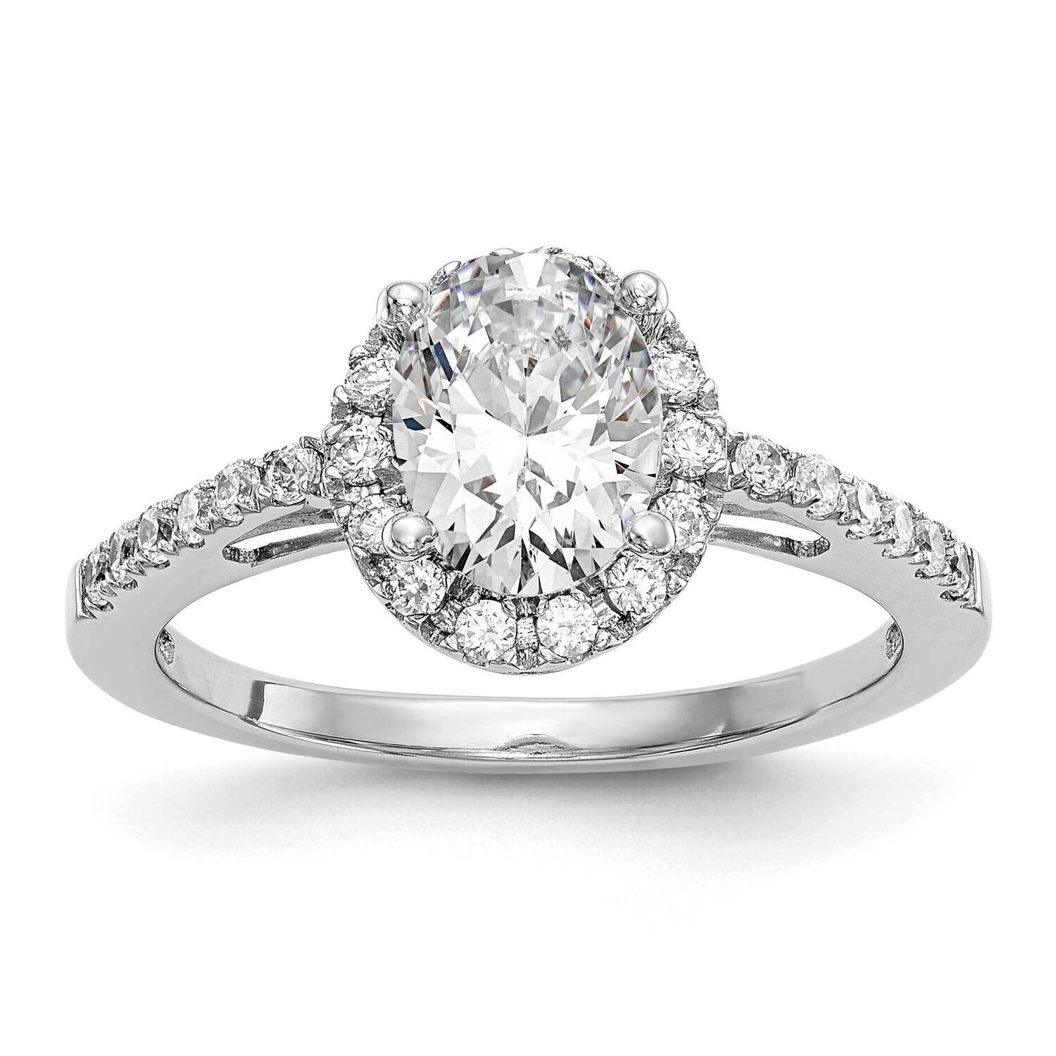 Halo Plus Holds 1 Carat 7X5mm Oval Center 1/4 Carat Diamond Semi-Mount Engagement Ring 14k White Go…