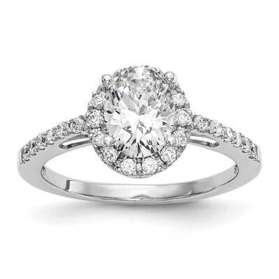 Halo Plus Holds 1 Carat 7X5mm Oval Center 1/4 Carat Diamond Semi-Mount Engagement Ring 14k White Go…