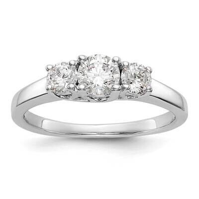 3-Stone Holds 3/8 Carat 4.6mm Round Center Includes 2-3.7mm Round Side Diamonds Semi-Mount Engageme…