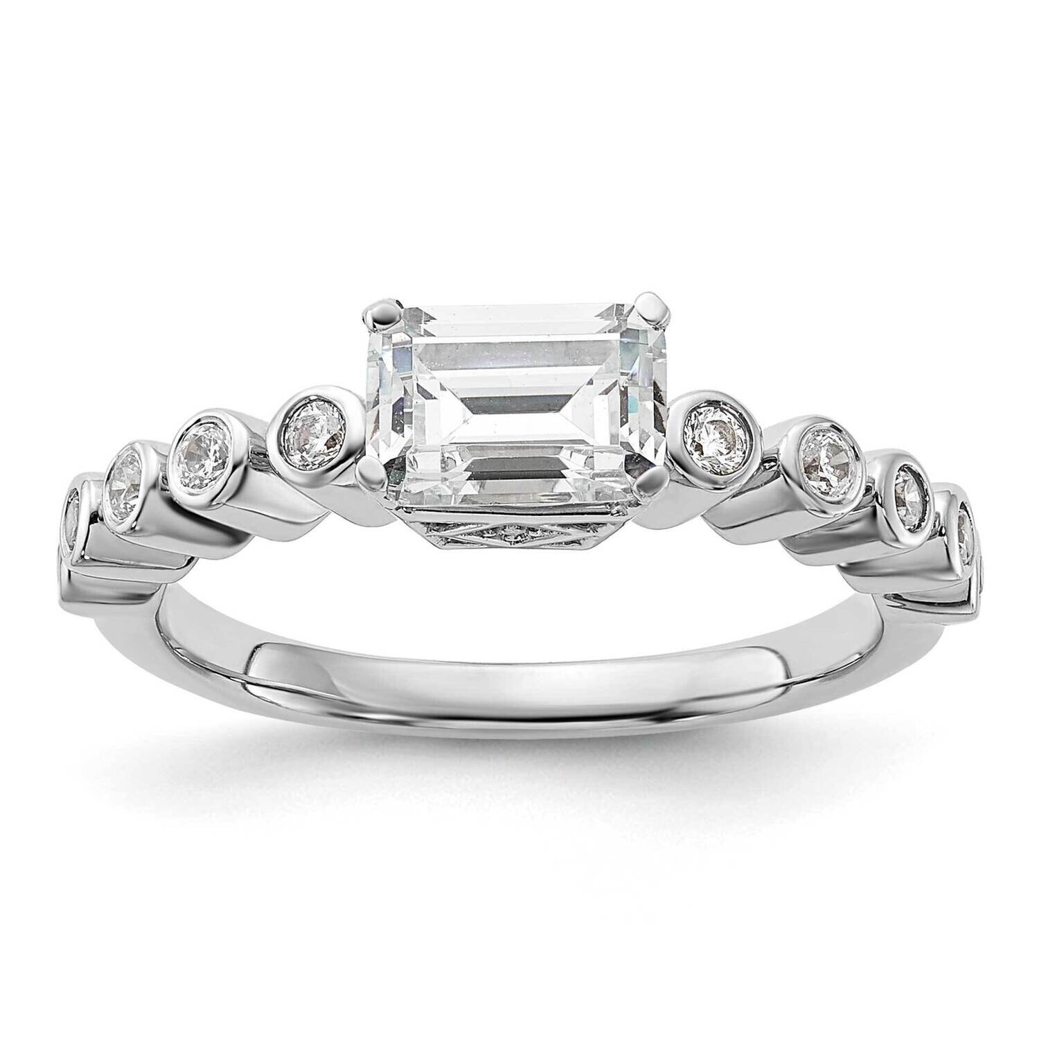 East West Holds 1 Carat 6.9X5.2mm Emerald-Cut Center 1/5 Carat Diamond Semi-Mount Engagement Ring 1…