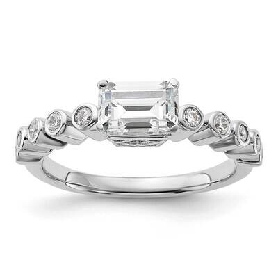 East West Holds 1 Carat 6.9X5.2mm Emerald-Cut Center 1/5 Carat Diamond Semi-Mount Engagement Ring 1…