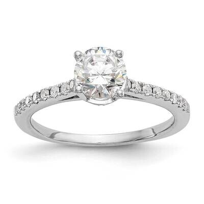 Holds 3/4 Carat 6.00mm Round Center 1/5 Carat Diamond Semi-Mount Engagement Ring 14k White Gold RM2…