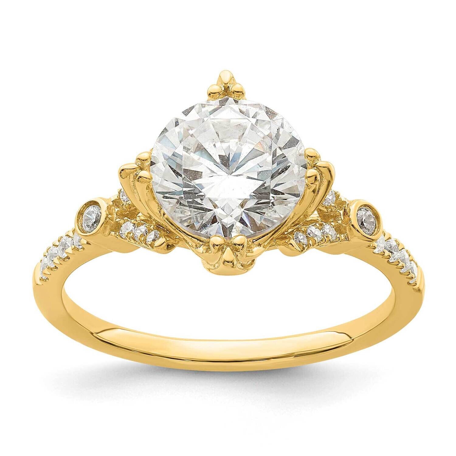 Holds 2 Carat 8.2mm Round Center 1/6 Carat Diamond Semi-Mount Engagement Ring 14k Gold RM7834E-200-…