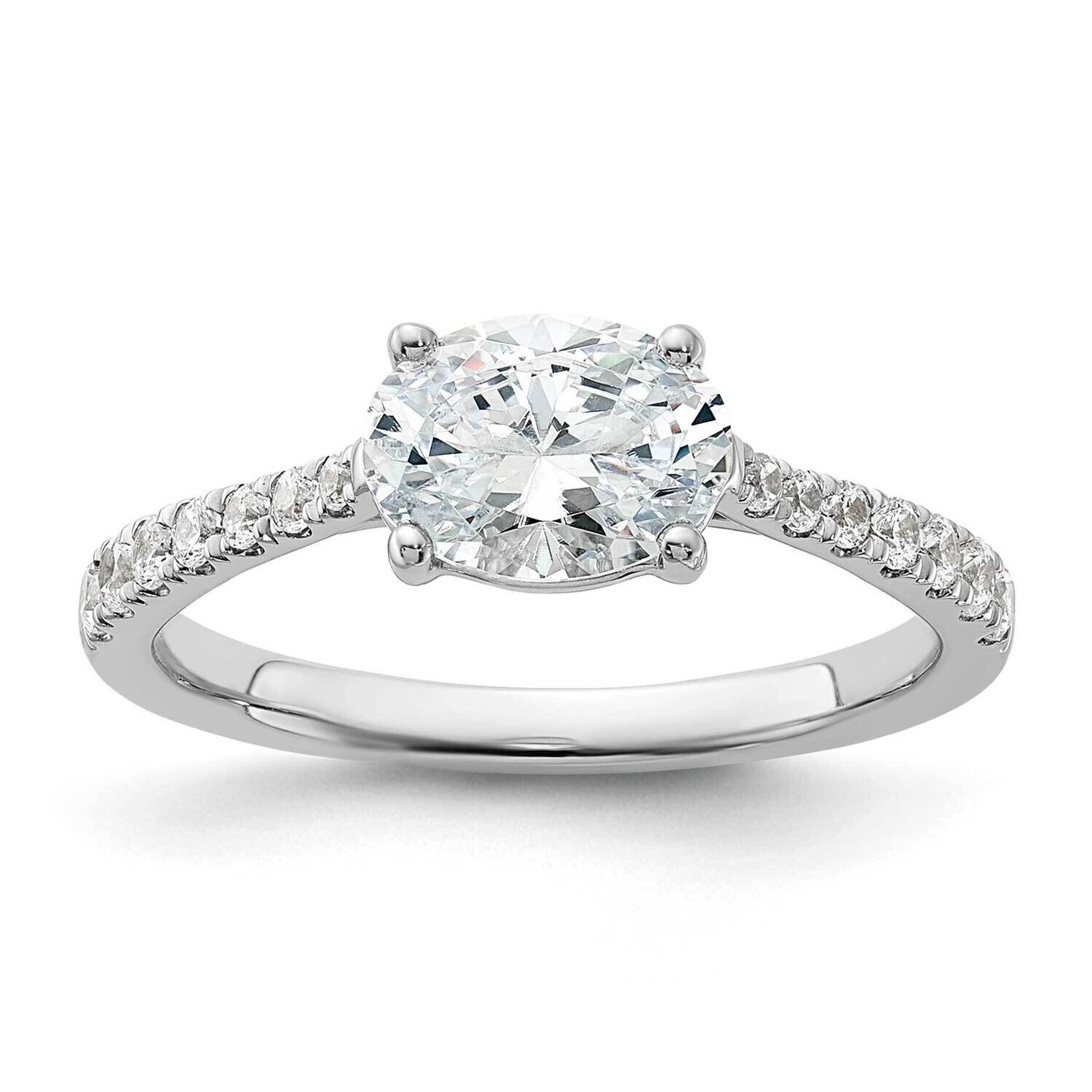 East West Holds 1 Carat 8.00X6.1mm Oval Center 1/4 Carat Diamond Semi-Mount Engagement Ring 14k Whi…