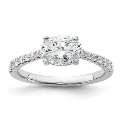 East West Holds 1 Carat 8.00X6.1mm Oval Center 1/4 Carat Diamond Semi-Mount Engagement Ring 14k Whi…