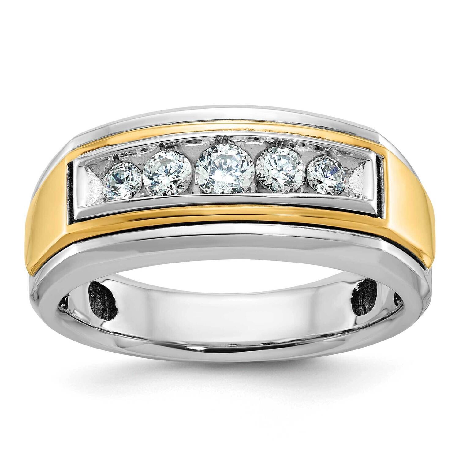 Ibgoodman Men&#39;s Polished 5-Stone 1/2 Carat A Quality Diamond Ring 10k Two-Tone Gold B64037-0WYA