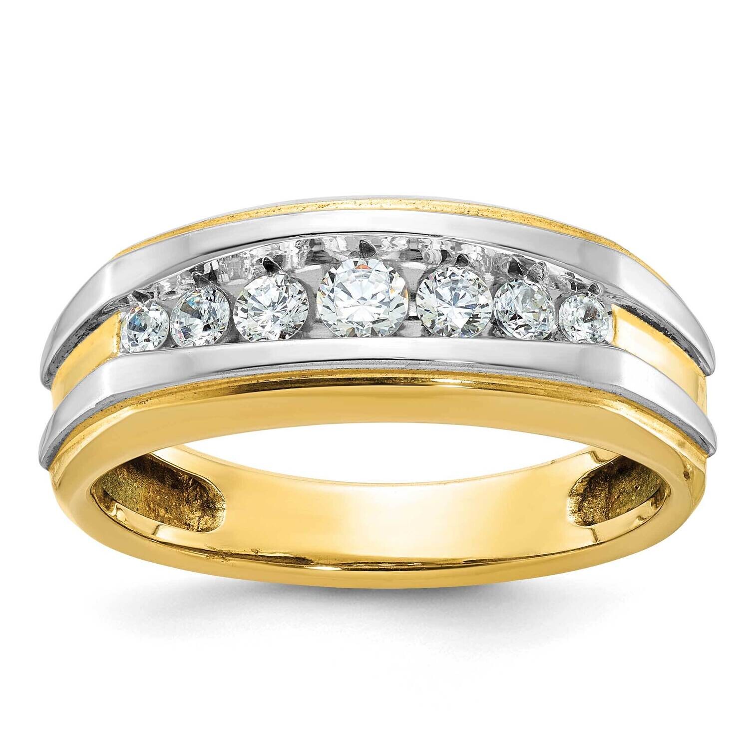 Ibgoodman Men&#39;s Polished 7-Stone Ring Mounting 14k Gold White Rhodium B63824-4Y, MPN: B63824-4Y,