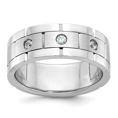 Ibgoodman Men&#39;s Polished Satin Grooved 3-Stone Ring Mounting 14k White Gold B63898-4W by IBGoodman,…