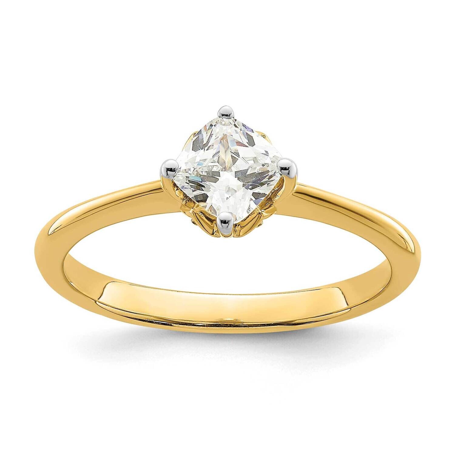 Holds 3/4 Carat 5.40 mm Cushion-Cut 4-Prong .02 Carat Diamond Leaf Design Semi-Mount Engagement Rin…