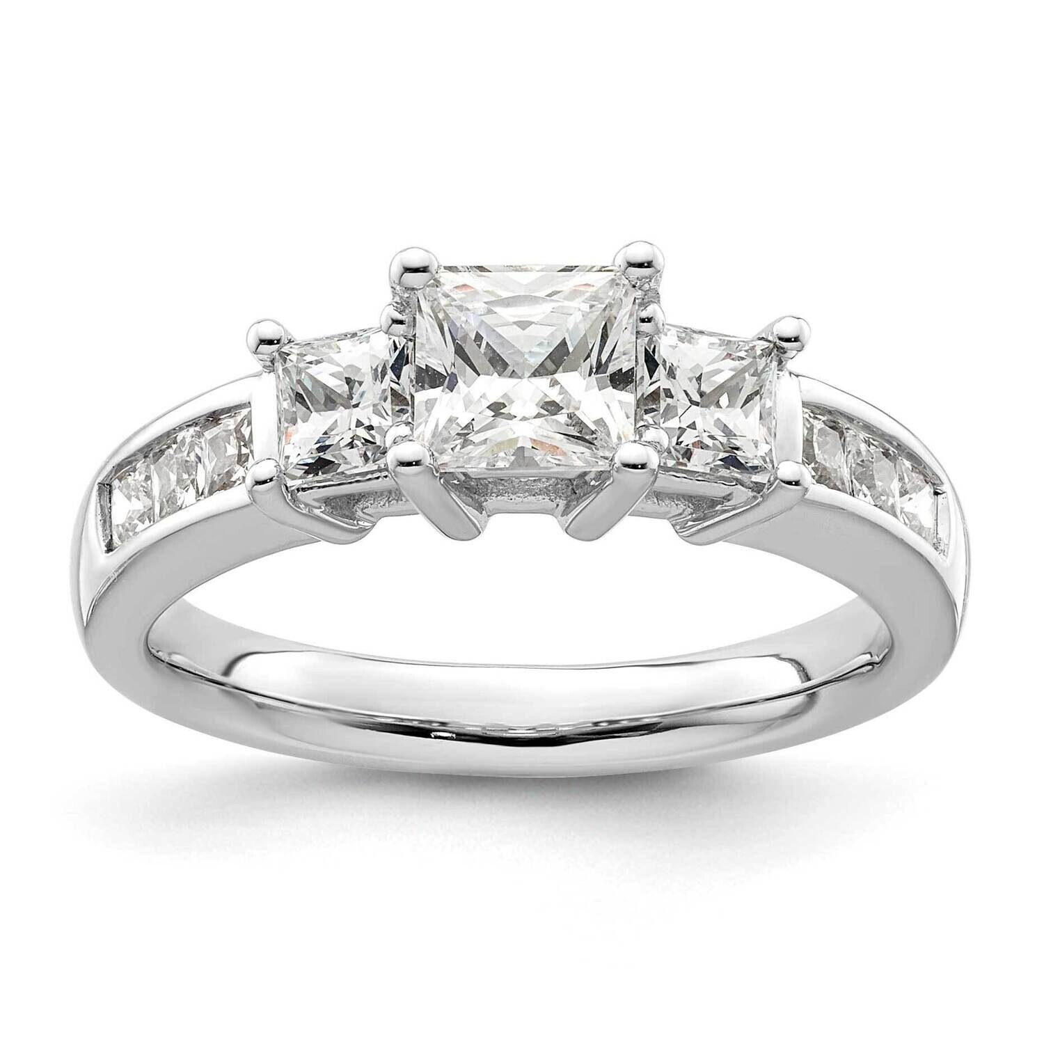 3-Stone Plus Holds 3/4 Carat 5.8mm Princess Center 2-3.3mm Princess Sides Diamond Semi-Mount Engage…