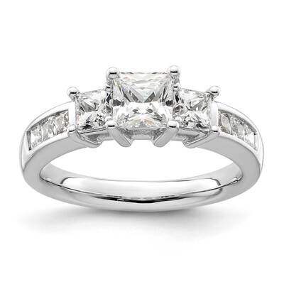 3-Stone Plus Holds 3/4 Carat 5.8mm Princess Center 2-3.3mm Princess Sides Diamond Semi-Mount Engage…