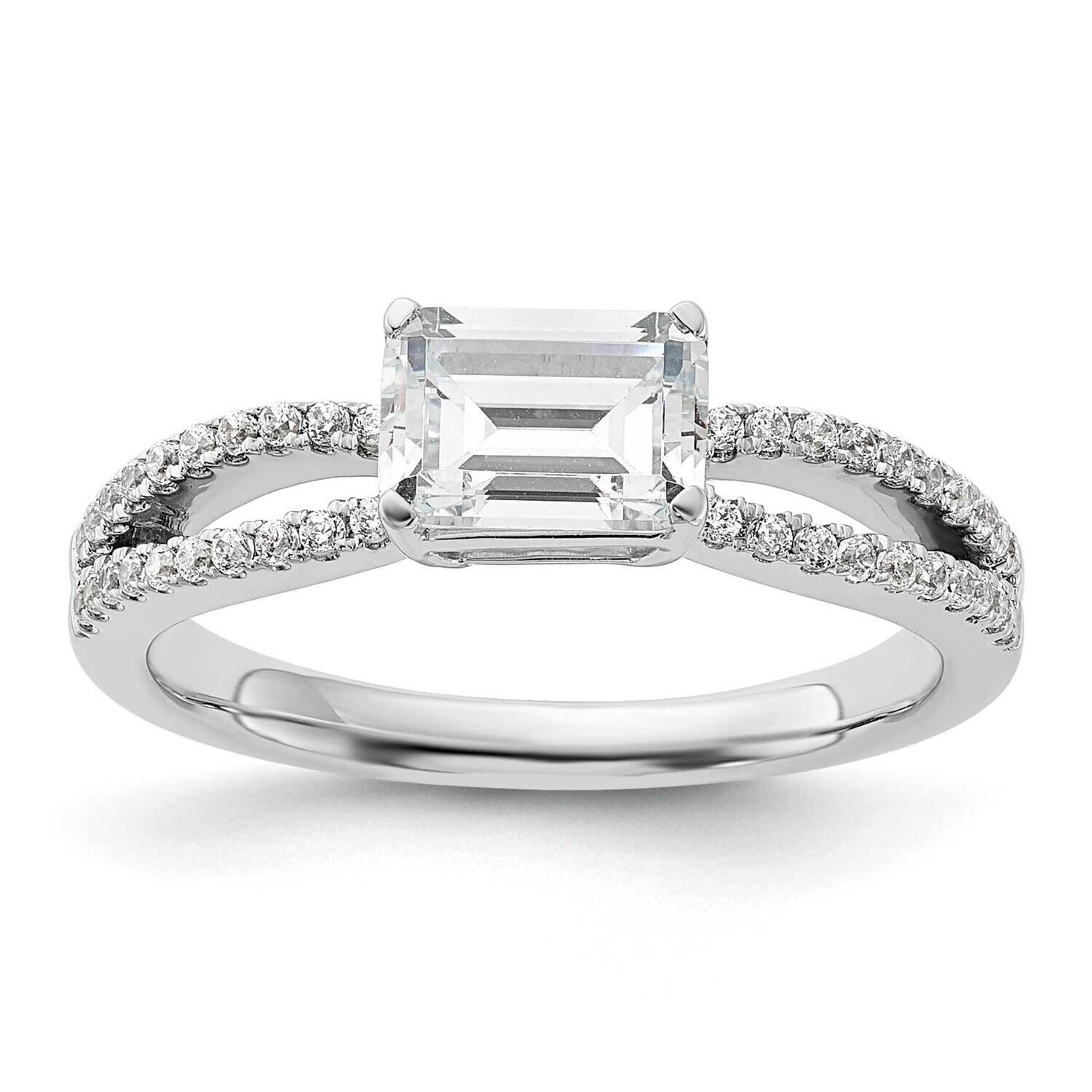 East West Holds 1 Carat 6.9X5.2mm Emerald-Cut Center 1/5 Carat Diamond Semi-Mount Engagement Ring 1…