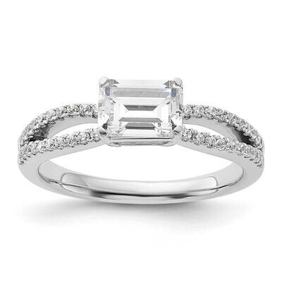 East West Holds 1 Carat 6.9X5.2mm Emerald-Cut Center 1/5 Carat Diamond Semi-Mount Engagement Ring 1…