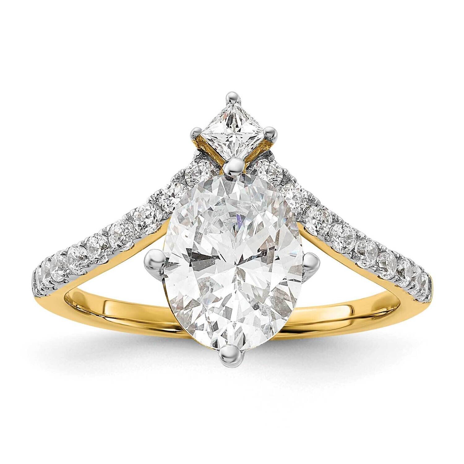 Asymmetric Holds 1.5 Carat 9.2X6.9mm Oval Center 1/2 Carat Diamond Semi-Mount Engagement Ring 14k G…