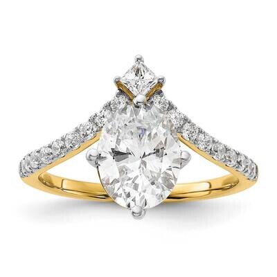 Asymmetric Holds 1.5 Carat 9.2X6.9mm Oval Center 1/2 Carat Diamond Semi-Mount Engagement Ring 14k G…