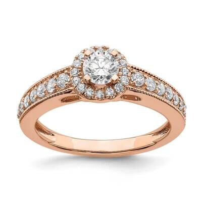 Halo Plus Holds 1/3 Carat 4.5mm Round Center 3/8 Carat Diamond Semi-Mount Engagement Ring 14k Rose …