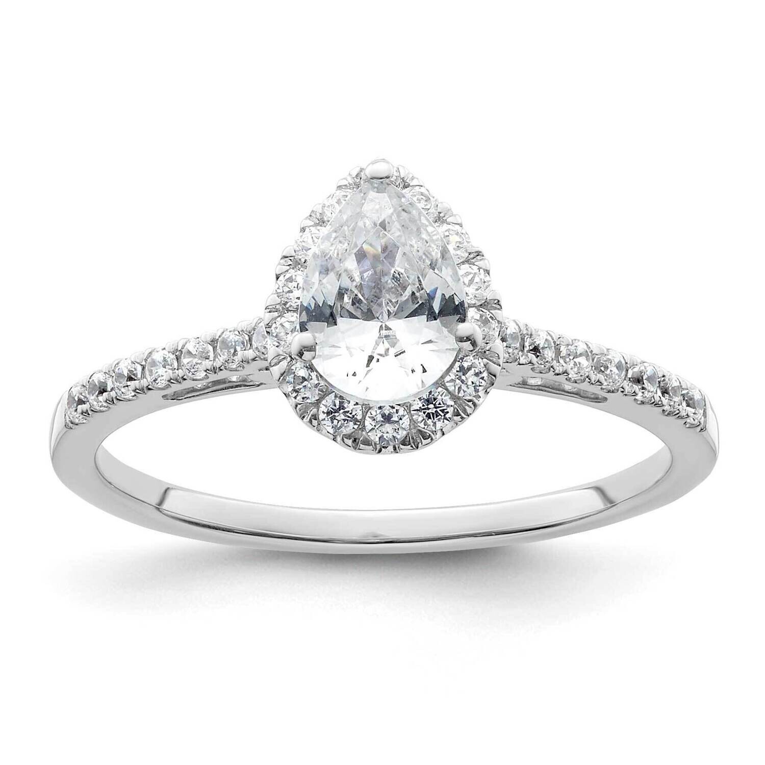 Halo Holds 3/4 Carat 7X5mm Pear Center 1/4 Carat Diamond Semi-Mount Engagement Ring 14k White Gold …