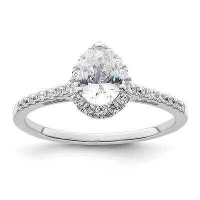 Halo Holds 3/4 Carat 7X5mm Pear Center 1/4 Carat Diamond Semi-Mount Engagement Ring 14k White Gold …