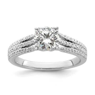 3-Row Holds 1 Carat 6.5mm Round Center 1/4 Carat Diamond Semi-Mount Engagement Ring 14k White Gold …